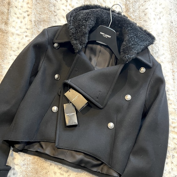 YSL Saint Laurent NWT Wool and Shearling Coat - Picture 4 of 13